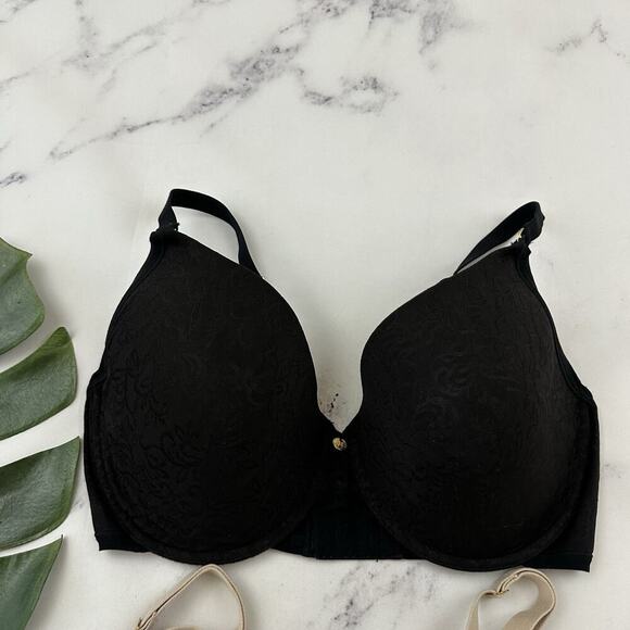 Natori Sheer Jacquard Underwire Bra Size 36 D Lot of 2 Nude Beige Black - Picture 2 of 11